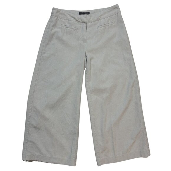 Chadwicks Cropped Womens SZ 4 Linen Blend Wide Leg Lined Pants Beachy Casual - Picture 1 of 8